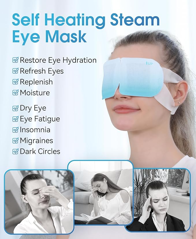 LC-dolida 14 Packs Heated Eye Mask for Dry Eyes, Hyaluronic Acid Steam Eye Steam Mask, Disposable Self Heating Eye Mask for Sleep Relieve Eye Fatigue, Suitable for Red Eyes