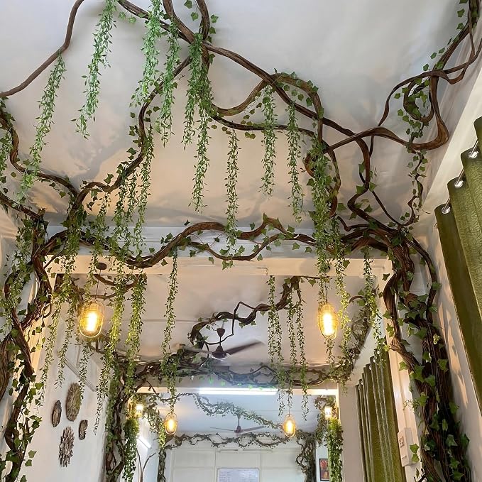 Jungle Theme Decoration Set, 34.5 ft Artificial Hanging Willow Vines Greenery for Classroom, Woodland Forest Rainforest Safari Party, Enchanted Indoor Outdoor Home Garden Wall DIY Decor