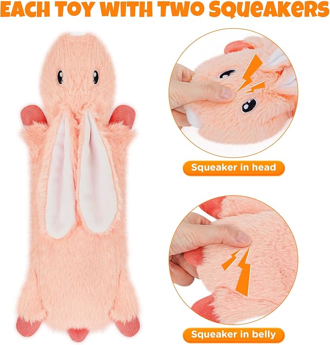 No Stuffing Dog Squeaky Chew Toys Flat Plush for Small Medium Large Breed