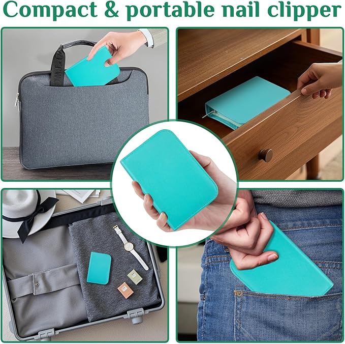 MINKINH Manicure Set Professional Nail Clipper Kit-26 Pieces Stainless Steel Manicure Kit,Nail Care Tools with Luxurious Travel Case Nail Grooming Kit Present for Men Woman Parent (Green)