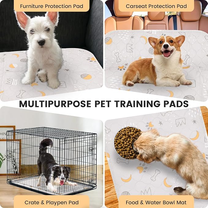 UPSKY Washable Pee Pads for Dogs 4 Pack 18” x 24” Reusable Puppy Pads Waterproof Pet Training Pads, Non-Slip Dog Mats Fast Absorbent Whelping Pads for Playpen, Potty, Crate, Bed