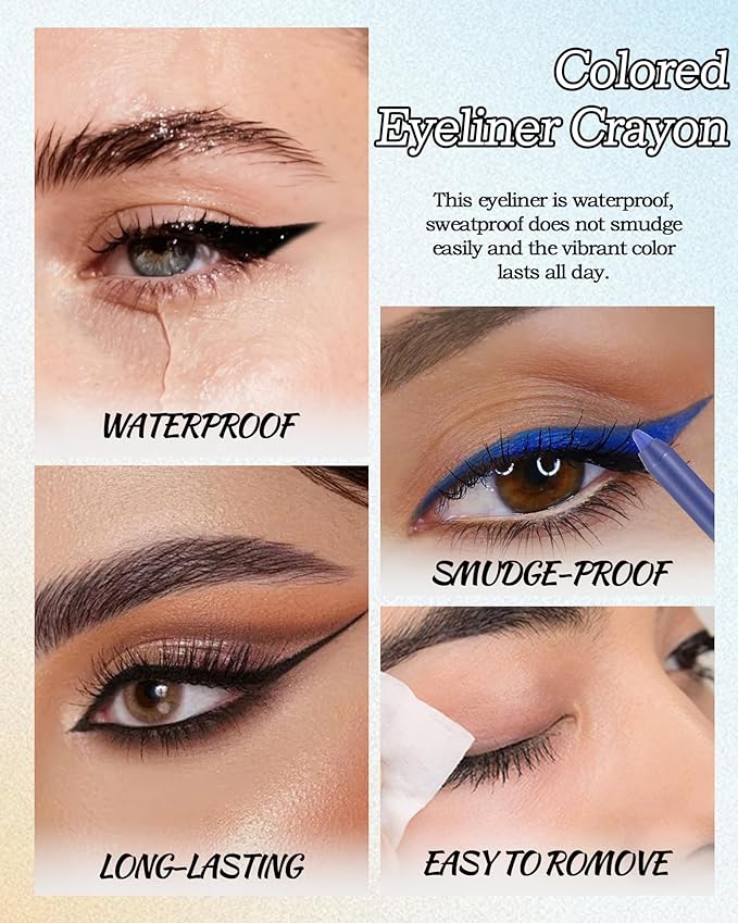 Waterline Gel Eyeliner Pencil, Dark Blue Matte Waterproof Long Lasting Cream Eye Liner Pencils with Sharpener, Hypoallergenic Highly Pigmented Precision Smudge-Proof Eyeliner Makeup Pen for Women-09