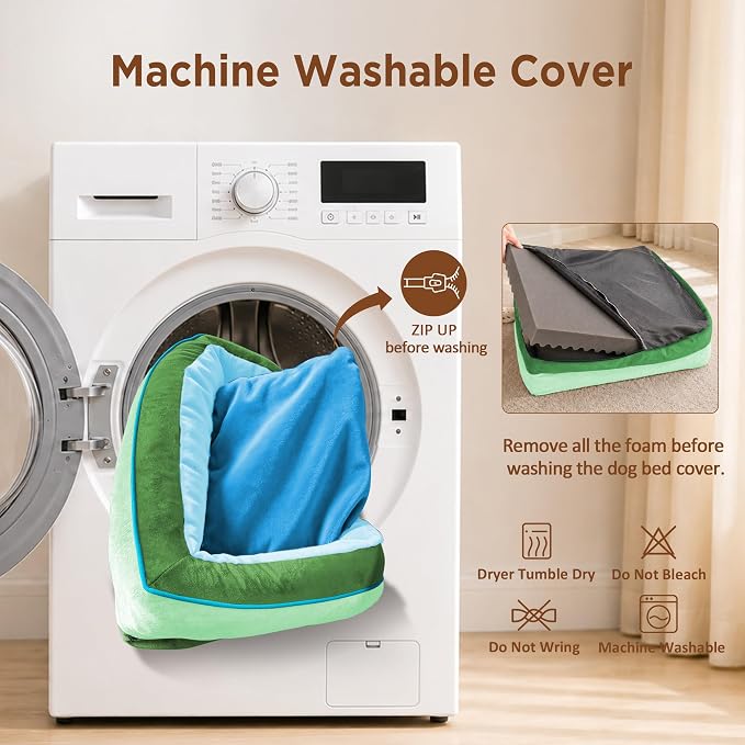 Comfort Expression Orthopedic Dog Bed for Extra Large Dogs with Bolster | Waterproof Dog Couch Bed with Washable Cover & Non-Slip Bottom, Supportive Egg Crate Foam XL Pet Bed, 42x30 Inch