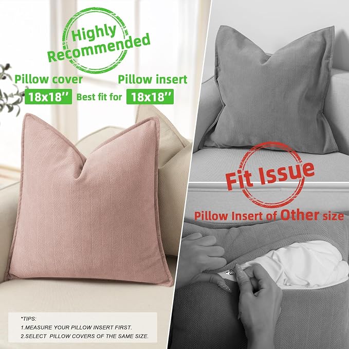 Dusty Pink Valentine Pillow Covers 18x18 Set of 2 Chenille Throw Pillow Covers with Elegant Design Soft and Luxurious Decorative Throw Pillows for Couch, Bed, and Home Decor