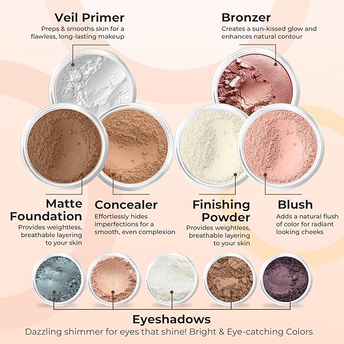 ULTIMATE KIT (COCOA) Full Size Mineral Makeup Set Matte Foundation Kit Bare Face Sheer Powder Cover