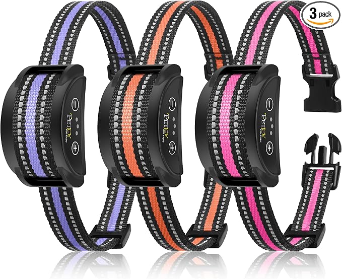 PetJoy Anti Bark Collar 3 Pack, 5 Adjustable Sensitivity Levels Barking Collars, Smart Automatic Bark Collar with 7-Stage Escalating Beep-to-Shock Correction