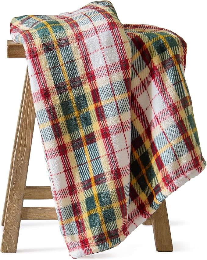 BEDELITE Plaid Fleece Twin Blanket, Christmas Tartan 60x80 Inches | 100% Polyester Microfibe, Soft Cozy, Lightweight Warm, Classic Buffalo Plaid, Room Decor, Gift for Women Girls, for Couch Bed