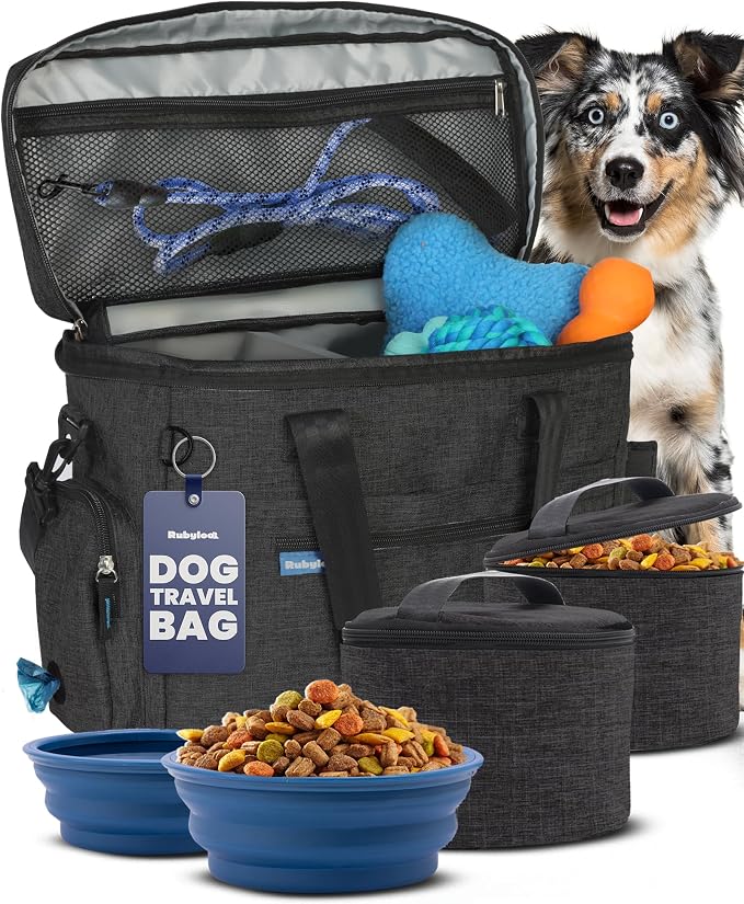 Rubyloo Original Doggy Bag™ Dog Travel Bag for Supplies with Travel Bowls