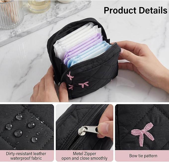 Period Bag, Portable Menstrual Cup Pouch Period Bags, Sanitary Napkin Storage Bag for Womens, Tampons Holder, Pad Bags, Feminine Care for Purse with Zipper