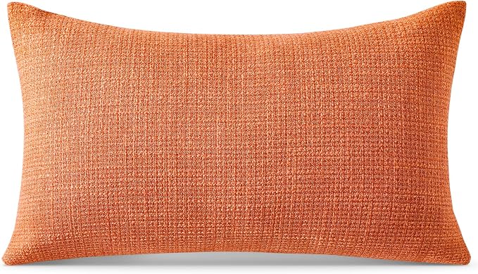 OTOSTAR Linen Throw Pillow Cover Set of 1 Decorative Lumbar Pillowcases Cushion Covers 16x24 Inch for Home Decor Sofa Bedroom Car 40 x 60CM Orange