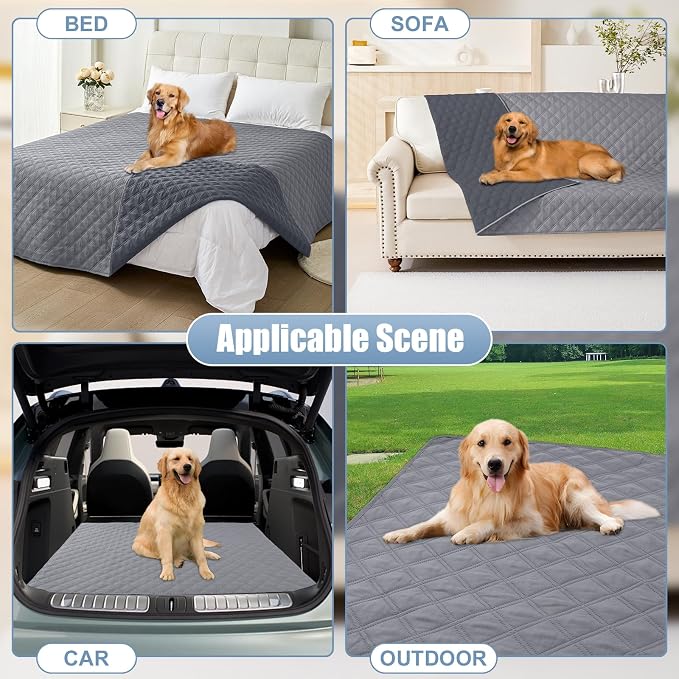 Smiry Waterproof Reversible Pet Couch Covers for Dogs | Pet Friendly, Soft Fabric, Washable Sofa Furniture Protector for Dogs Cat Kids, Checkered (40"x90", Grey/Dark Grey)