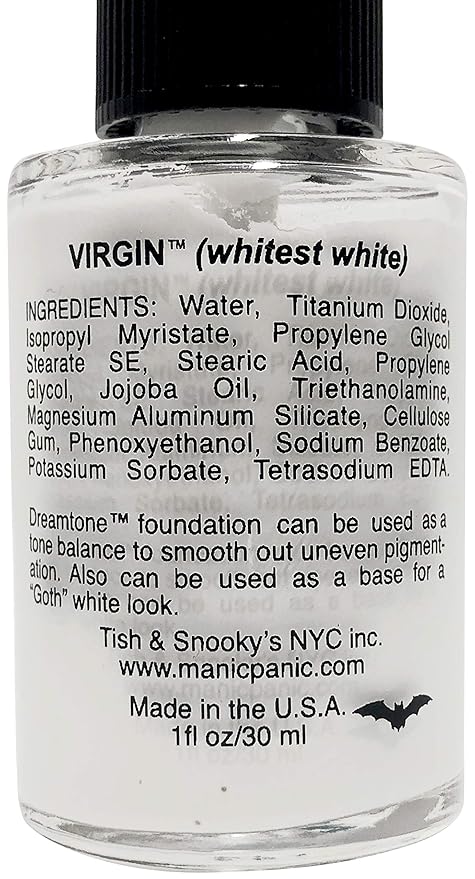 MANIC PANIC Dreamtone White Foundation for Goth Makeup - Oil-Free, Full Coverage Liquid Foundation & Skin Toner - White Base for Gothic Makeup, Cosplay & Halloween - Vegan & Cruelty-Free (0.96oz)