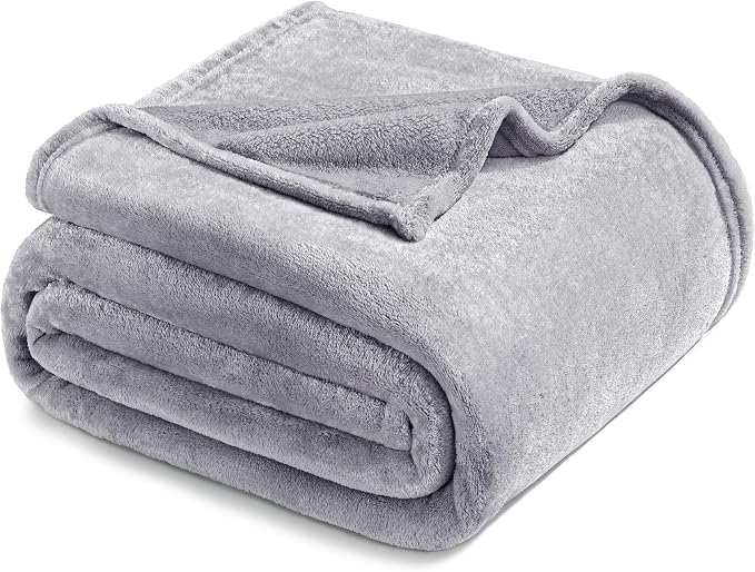 Exclusivo Mezcla Soft Fleece Blanket Cal King Size for Bed, Light Grey | 120x120 Inches, Double-Sided Brushed Flannel, Lightweight Plush Cozy Blanket for Home Decor, All Season, Machine Washable