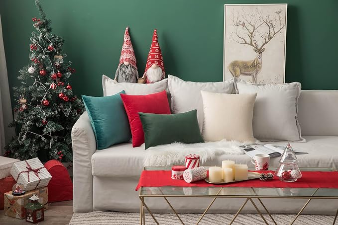 MIULEE 24x24 Inch Euro Velvet Throw Pillow Cover Set of 1 Red | Soft Luxury Decorative Throw Pillow Cover, Single Cushion Case, Home Decor for Chair Couch Sofa Bedroom Car Bed