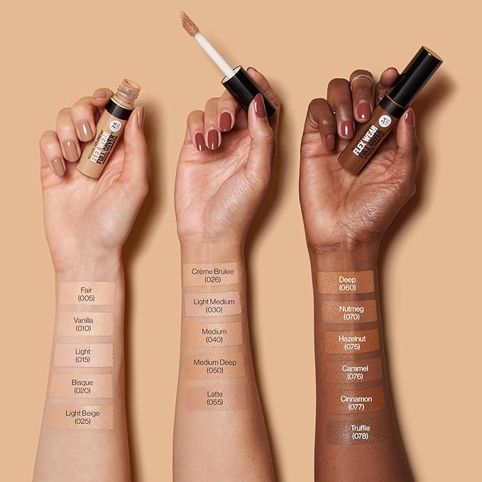 Revlon ColorStay Flex Wear, Full Cover Non-Creasing Concealer, Infused with Hyaluronic Acid & Vitamin E, Flexible Longwear, 030 Light Medium, 0.34 Fl Oz