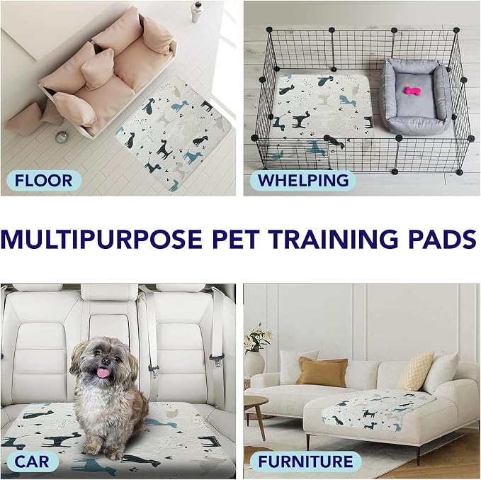 PUPIBOO Washable Pee Pads for Dogs and Cats - Super Absorbent Reusable Puppy Training Pads - 100% Waterproof, Leak-Proof & Non-Slip Whelping Pads for Pet Housebreaking