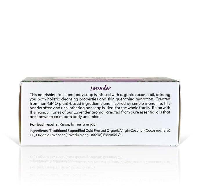 "Coco Fiji Soap Bar for Face and Body Infused With Organic Coconut Oil, Lavender Essential Oil, Natural Soap for Moisturizing & Pore Purifying Skin, 7 oz, Pack Of 3 "