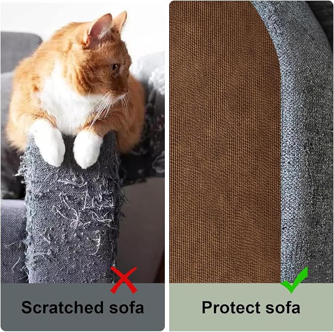 SREBAY Cat Scratch Couch Furniture Protector, Self-Adhesive Scratch Pad | 78.7x15.8In, Heavy Duty, DIY Climbing Cat Carpet Mat, Couch Door Protector from Claws, Sofa Guard with Pins & Tape, Brown