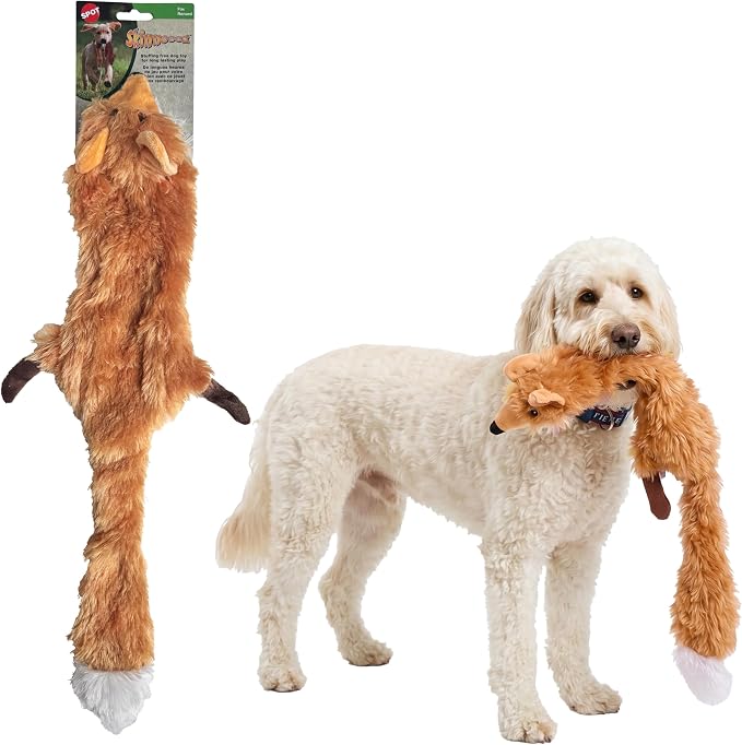 SPOT Skinneeez Fox 23-Inch Stuffing-Free Plush Dog Toy – Realistic Design with 2 Squeakers – Durable, Soft Polyester for Medium & Large Dogs – Tug, Fetch & Shake Play – for Moderate Chewers