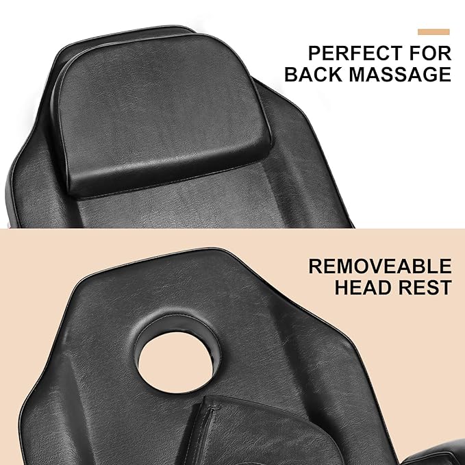 Artist hand Massage Table Adjustable Massage Bed W/Free Barber Stool Spa Bed Salon Massage Equipment Barber Chair Salon Chair (Black)