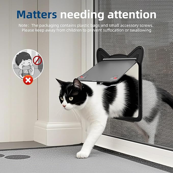 AuraSphere Pet Screen Door Magnetic Lock for Small Dogs and Cats | Size L (10.12x8.15in). For Screen Doors. Easy DIY Install. Durable, Scratch-Resistant. Safety Latch for Pets.