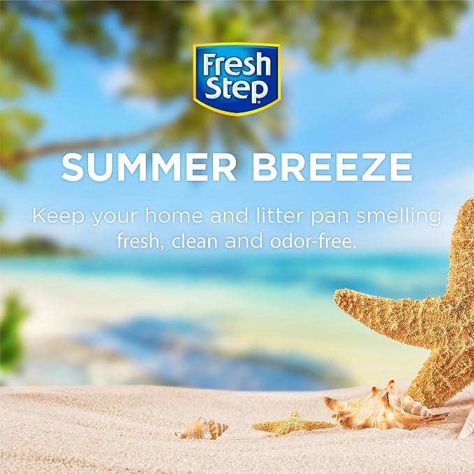Fresh Step Cat Litter Crystals Deodorizer, Non Toxic Odor Neutralizing Crystals for Litter Boxes that Help Control Smells and Keep Home Areas Fresh, Summer Breeze Scent, 15 Ounce | Non-toxic crystals neutralize odor at the source in any litter box, kee...
