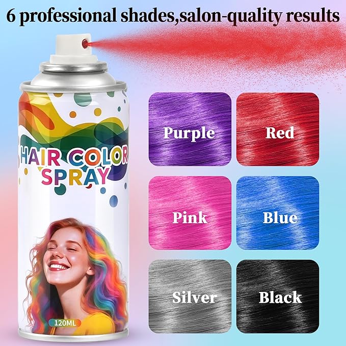 Black hair spray, Black hair spray temporary for Women Kids Men, Washable Temporary Hair Dye, Spray hair color Non-Sticky, For Christmas Party, Halloween Crazy Hair Day,Cosplay Party (4.06 oz)