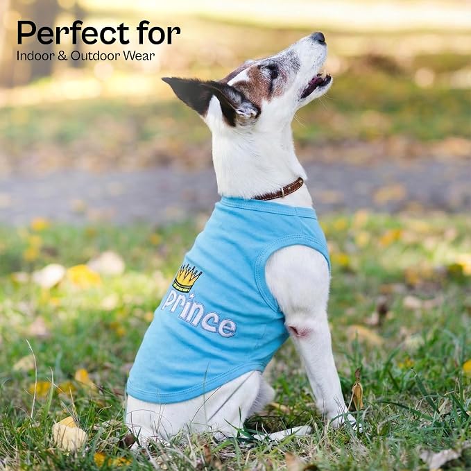 Parisian Pet Dog Shirt – 100% Cotton Shirts for Medium Dogs – Blue Sleeveless Puppy Clothes – Lightweight and Breathable Dog Apparel – Boy Dogs Clothes - Stretchy Pet T Shirts