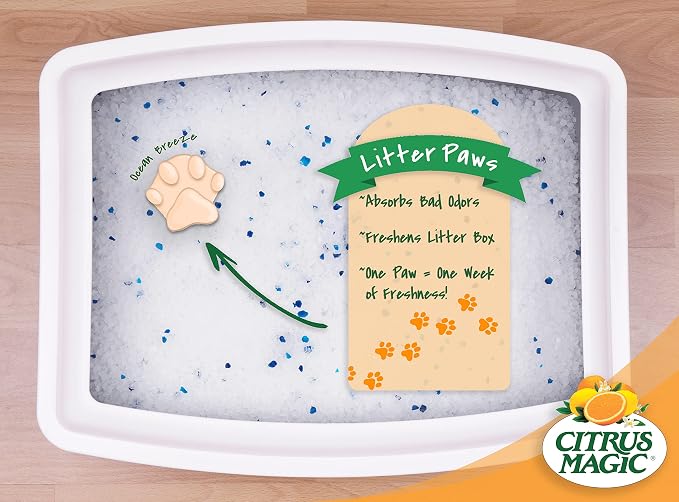 Citrus Magic Pet Odor Eliminator Litter Paws, Ocean Breeze, 6 Paws | Odor Absorber for Cat Litter Boxes, Air Fresheners for Home with Pets