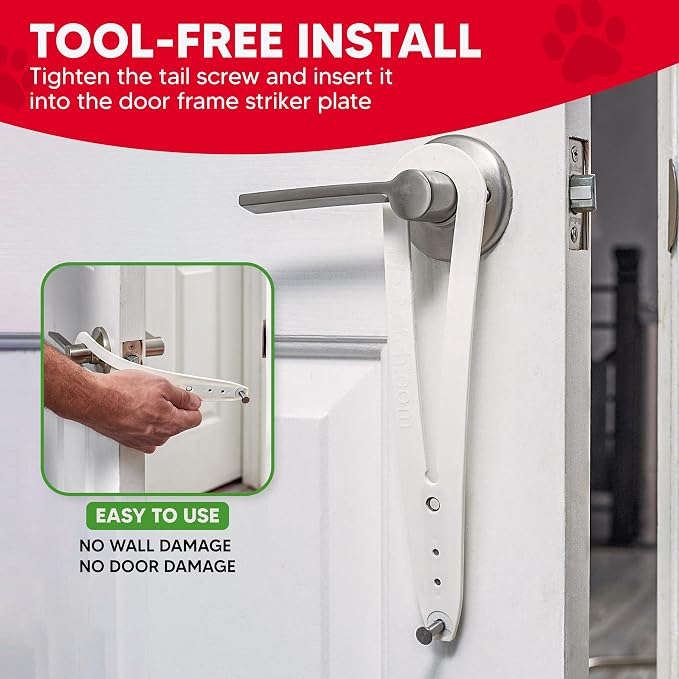 FlexLatch Cat Door Holder Latch - Extra Large Cat Door Alternative Installs Fast Flex Latch Strap Let's Cats in and Keeps Dogs Out of Litter & Food. Safe Baby Proof One Piece No Measuring Extra Easy