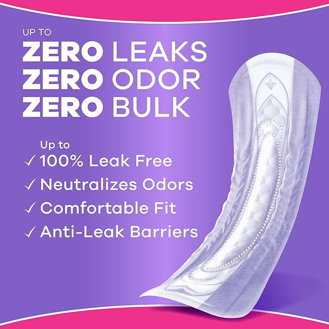 Always Discreet Adult Incontinence Pads for Women, Drier, 5 Drop Long Length, Heavy Absorbency, Pads for Bladder Control Management, Bladder Leaks, & Postpartum Pads, 64ct