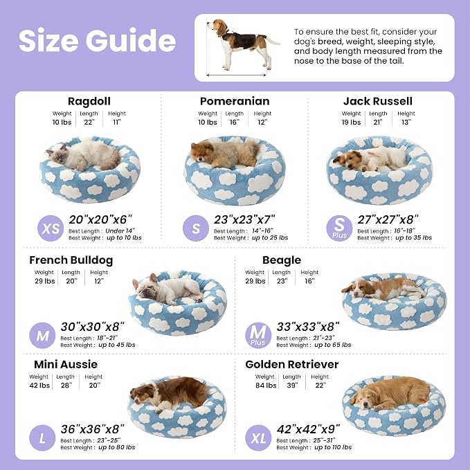 LE SURE Shown on TV Jacquard Donut Dog Beds Large Sized Dog,Brown 36x36x8in | Orthopedic Calming Pet Bed Sofa, Original Design Pattern,Washable Cover,Cute Home Decor as Gift for Pet,Anti Slip Bottom