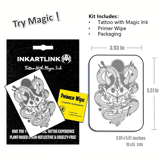 INKARTLINK Semi Permanent Tattoo, Temporary Tattoo, Beautiful and Realistic Design,Fun Tattoo Experience, Cruelty-free, Non-reflective, Waterproof (Prajna 2)