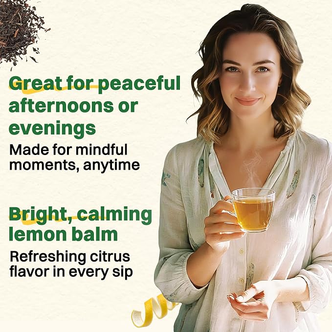 Hiihone Lemon Balm Tea Bags 100 Count – Pure & Natural Lemon Balm Tea, Caffeine-Free Herbal Tea, Calming & Soothing, Non-GMO, Fresh Citrusy Flavor