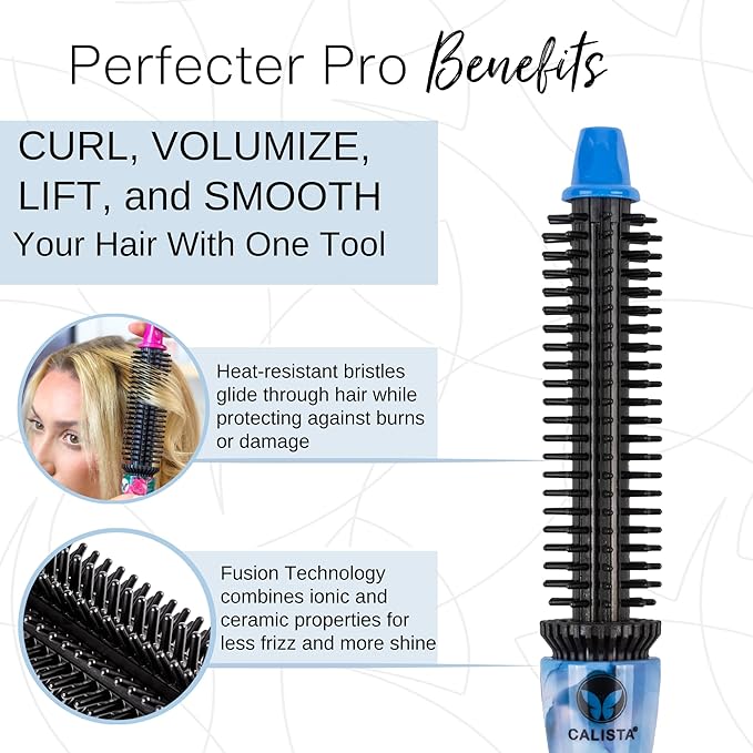 CALISTA Perfecter Pro Heated Round Brush | Lift, Volumize, and Style with No Heat Damage for Healthier-Looking Hair | 1.0" for Shoulder Length Styles | Dual Voltage & Adjustable Temp (1.0, Rose Gold)