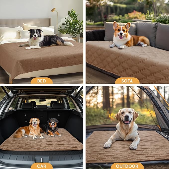 Luciphia Waterproof Couch Cover for Dogs, Non-Slip Pet Sofa Protector | Non-slip waterproof couch cover scratch-resistant machine washable protects sofa bed from spills fur, Light Brown, 52" x 82"