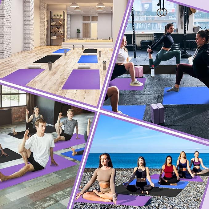 Wettarn 24 Pcs Yoga Mats Bulk - Non Slip, Lightweight Professional Colorful Exercise Mats for Yoga, Pilates, Fitness & Floor Workout