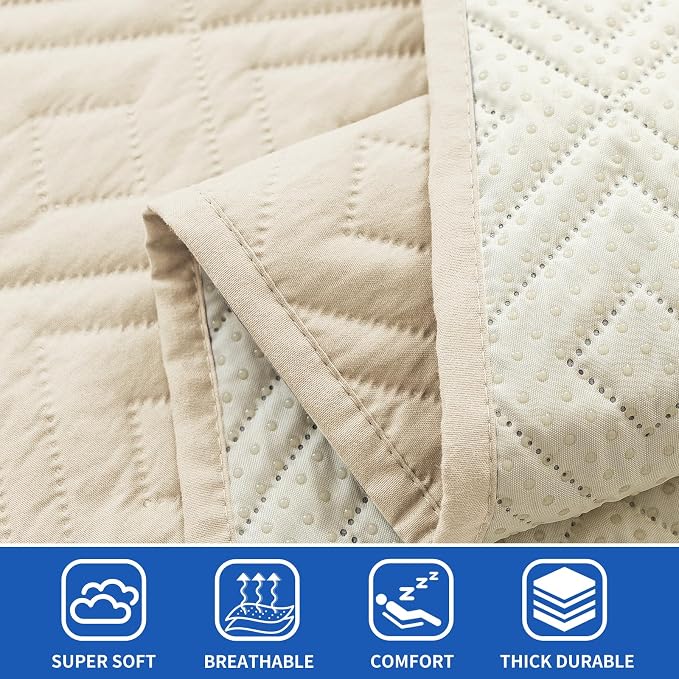 2026 Waterproof Bed Sofa Blanket (68"x82") Comfy Couch Sofa Mat for Dog Pets with Anti-Slip Back, Universal Incontinence Lightweight Liner Pad for Furniture Car Picnic etc Durable Washable, Beige