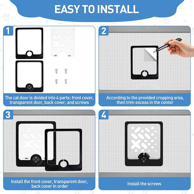 Cat Door for Interior Doors | Built-in Window Pet Door Flap