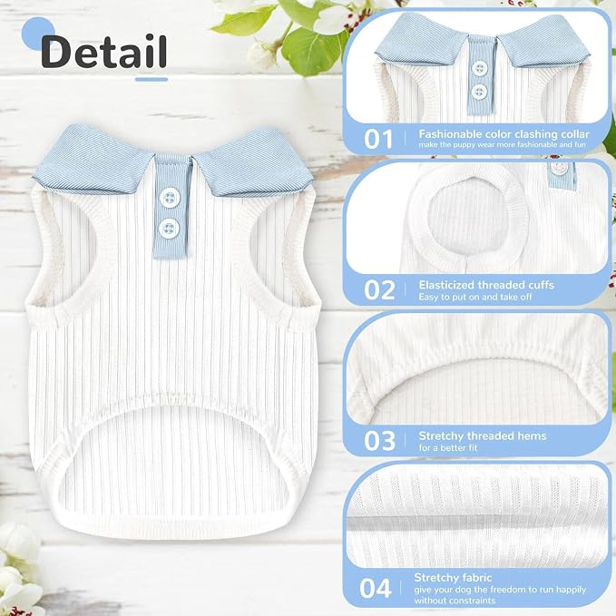 Dog Tshirts for Small Dogs Polo Shirt Stretchy Dog T Shirt Breathable Dogs Cooling Vest Girl Boy Puppy Dachshund French Bulldog Frenchie Chihuahua Clothes