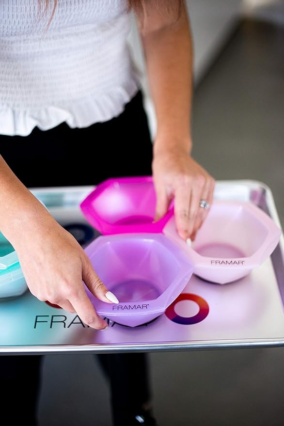 FRAMAR Connecting Hair Dye Bowl Set – Hair Color Bowls For Hairstylist, Salon Color Bowls, Hairstylist Essentials, Interlocking Feature – 7 Pack