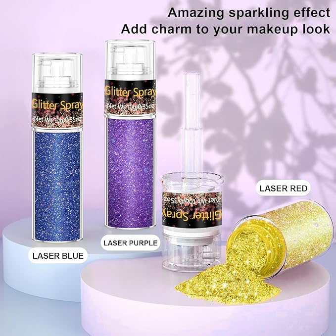 Hair and Body Glitter Spray, 1PC Glitter Hairspray Dry Powder Makeup for Clothes, Festival Rave Prom Loose Sparkle Powder,Holographic Ultra Fine Resin Glitters for Crafts (Sparkling Gold)