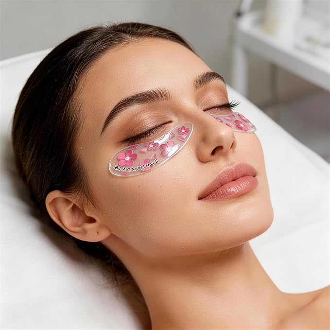 Self Adhesive Silicone Under Eye Pads, Reusable Moisturizing Under Eye Patches for Lash Lift & Eyelash Extensions, Soft Lash Extension Tools Eye Gel Pads for Salon & Home Use(cherry blossom 6 pairs)