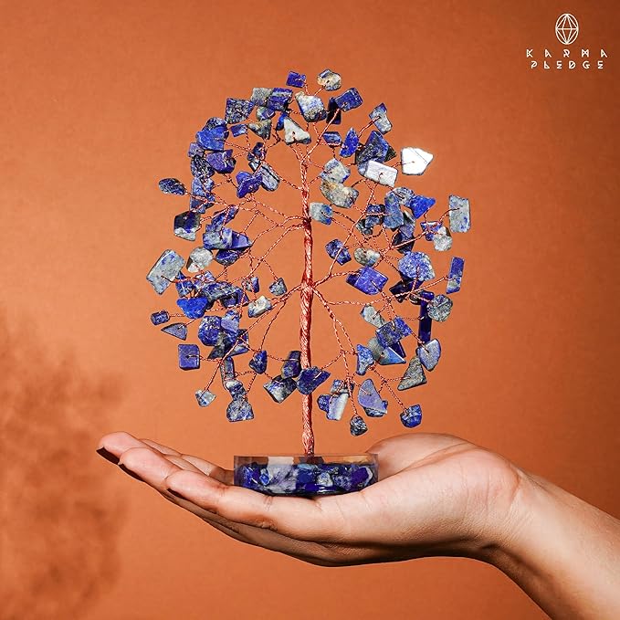 Lapis Lazuli Crystal Tree of Life Birthday Gifts for Women, Men, Friends, Handmade Chakra Healing Crystal Tree for Home Office Decor, Positivity, Good Luck, Money, Unique Gifts for Her Mom Sister, Dad