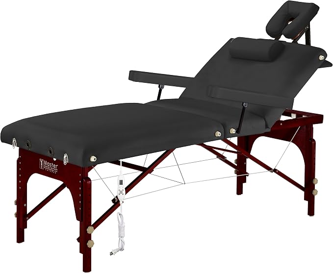 Master Massage 31" Montclair Salon Spa Beauty Therma Top Best Portable Massage Table Bed Couch Package with Deluxe Adjustable Headrest- Black Color WITH MEMORY FOAM