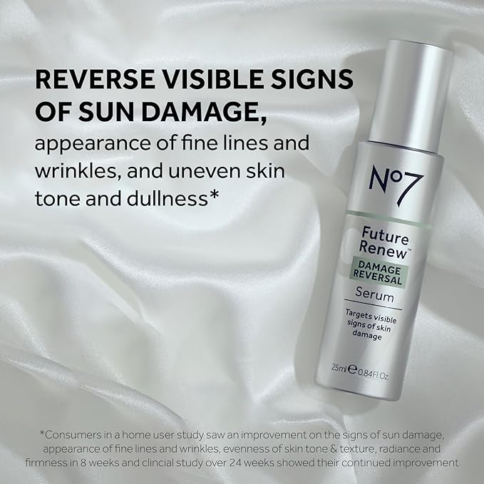 No7 Future Renew Damage Reversal Face Serum - Anti-Aging Serum for Glowing Skin - Hyaluronic Acid + Niacinamide for Sun Damage Reversal - Dermatologist-Approved, Sensitive Skin Suitable (0.33 Fl Oz)