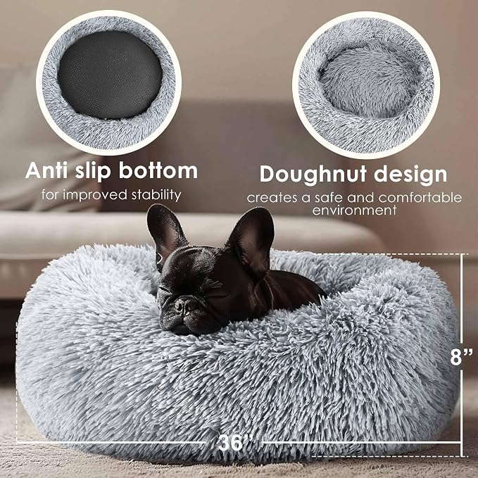 Extra Large Dog Beds, 36 Inch Human Dog Anxiety Relief Comfort Bed, Indestructible & Chew Proof Pet Beds (Light Grey)