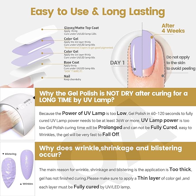 YTD Likomey Gel Nail Polish,15ml Light Purple Soak Off UV Nails Gel,Salon Home DIY Nail Art Manicure and Pedicure Gel Varnish,CS441