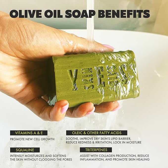 Skin Said Yes Olive Oil Bar Soap 8 Pack | Made in Greece | Pure Oilve Oil Hand Soap | Moisturizing, Nuorishing and Gentle on Skin, Rich in Antioxidants