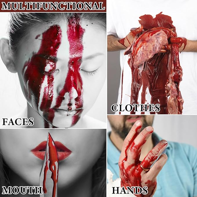 Fake Blood Spray,Fake Blood Splatter Washable Halloween Makeup Fake Blood SFX Makeup Realistic Blood for Halloween Clothes Party Cosplay Costumes Wounds